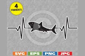 Download Great White Shark Silhouette Heartbeat Graphic By Idrawsilhouettes Creative Fabrica SVG Cut Files