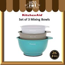 When cooking, i often need two bowls and am very pleased that this 3qt nests inside the larger one. Kitchenaid Set Of 3 Mixing Bowls Ke175osa7a Original 2 5 Quart 3 5 Quart 4 5 Quart Mangkuk Bakeware Aqua Sky White Grey Shopee Malaysia