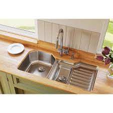 Elkay Lustertone Undermount Stainless Steel 42 In Double Bowl Kitchen Sink With Right Drain Board Eluh4221l The Home Depot