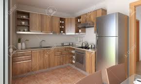 Cocinas color madera, recomendado para todos los estilo y modelos. De Diseno Interior De Una Cocina Moderna En Color Canela Y Madera Este Es Un Render 3d No Requiere Autorizacion De Modelo Fotos Retratos Imagenes Y Fotografia De Archivo Libres De Derecho