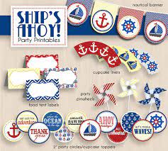 Ship S Ahoy Nautical Birthday Party Printable Package In Etsy Nautical Birthday Party Nautical Birthday Nautical Baby Shower