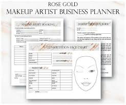 Rose Gold Makeup Artist Business Planner Bundle Freelance