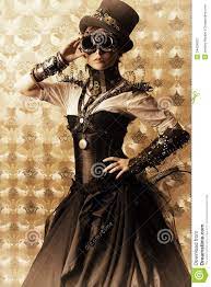 Dress Steam Portrait Beautiful Steampunk Woman Over Vintage Background 34424007 Jpg 958 1300 Steampunk Women Steampunk Couture Steampunk Costume