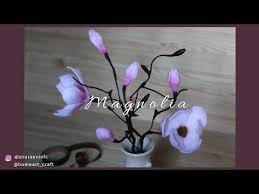 Felt Flowers Diy How To Make Magnolia Felt Flower Branch Tutorial Felt English Sub Youtube Felt Flower Tutorial Felt Flowers Flower Video Tutorials