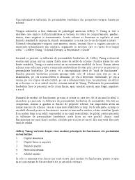 • 18 scheme cognitive clasificate in cinci domenii • studii de caz si transcrieri ale sedintelor cu pacientii. Jeffrey Young Scheme Docx