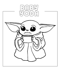 You can hot glue the cup onto his hand for bonus style points. Baby Yoda Coloring Page Gallery And Other Top 10 Coloring Challenges