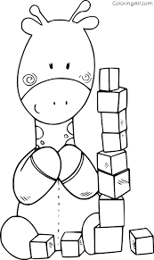 Each printable highlights a word that starts. Baby Giraffe Playing Building Blocks Coloring Page Coloringall