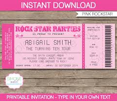 Rockstar Birthday Party Ticket Invitations Template Pink Ticket Party Invitations Ticket Invitation Birthday Rockstar Birthday Party