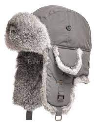 Charcoal B 52 Aviator Hat With Natural Grey Rabbit Fur For Men Aviator Hat Hats Hats For Men