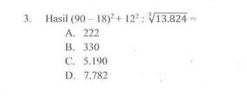 Pangkat tiga atau bilangan kubik dalam matematika ( aritmetika dan aljabar) adalah hasil perkalian suatu. Hasil 90 18 12 13 824 Brainly Co Id