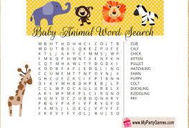 Great collection of jigsaws and math puzzles, mysterious mazes and labyrinths, intriguing visual logic games, easy handwriting worksheets and spot the difference activities, crosswords for kids, guess the word, rebuses, word search and many other brain teasers. Free Printable Baby Animal Word Search Game