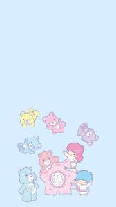 Vaporwave, music, blue, style, purple, yellow, sunset, background. Princess Little Twin Stars X Care Bears Lockscreens Bear Wallpaper Cute Cartoon Wallpapers Cartoon Wallpaper