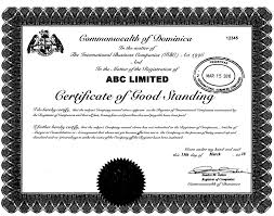 Alternate terms for incumbency certificate. Dominica Gsl