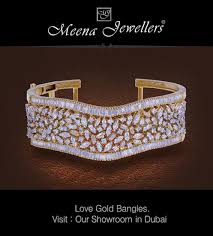 Love Gold Bangles Visit Meena Jewellers Showroom In Dubai Witness Quality Variety With B Diamond Bracelet Design Diamond Jewelry Designs Gold Ring Designs