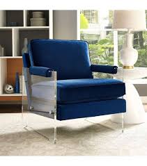 Floating Blue Velvet Acrylic Arm Accent Chair Transitional Furniture Furniture Contemporary Accent Chair