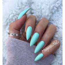 Pink nails mint with black & white stripes and silver glitter manicure. Mint Green By Margaritasnailz From Nail Art Gallery Almond Acrylic Nails Fake Nails Fashion Nails