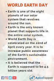 Next post:earth day quotes with funny images. 10 Lines On World Earth Day For Students And Children In English A Plus Topper