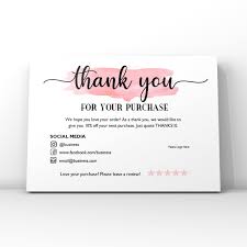 Pink Watercolour Thank You Card, Small Business Thank You Card Template,  Editable Thank You Card, Digital Template A4 & Letter 