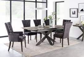This amazing photos below is other parts of luxury modesty of grey dining room chairs content which is classed as within types and models. Vida Living Valerius 170cm 220cm Grey Extending Dining Table And Charcoal Velvet Chairs Cfs Furniture Uk