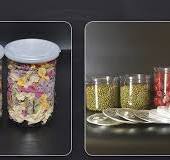 Clear plastic jar PET with metal lid food storage container ...