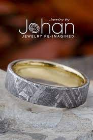 Solid Gold Gibeon Meteorite Overlay Wedding Band 6mm Ring 2439 In 2021 Hammered Wedding Bands Unique Wedding Bands For Him Meteorite Wedding Band