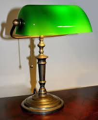 The Bankers Antique Lamp Is Handmade In England With Solid Oxidized Brass Base And Stem The Glass Shade Is Hand Blown With Green G Bankers Lamp Desk Lamp Lamp