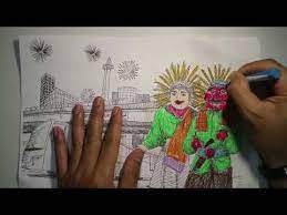 Hand draw skecht of ondel ondel big jakarta traditional. Gambar Ondel Ondel Kartun Cara Golden