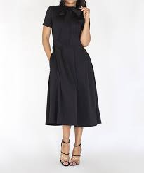 EiEN APPAREL Black Tie-Neck Pocket A-Line Dress - Women | Best Price and  Reviews | Zulily