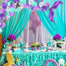 An elaborate under the sea themed birthday party with amazing party decorations and cake! 105pcs Mermaid Party Supplies Balloons Arch Garland Kit For Girl Birthday Party Decorations Mermaid Ocean Theme Party Supplies Baby Shower Balloons Toys Games Ejoheza Org