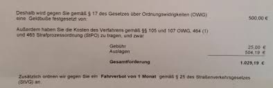 Wenn man bereits anwaltlich vertreten ist, wird der bußgeldbescheid dem rechtsanwalt zugestellt; Bussgeldbescheid Mit Fahrverbot Auslagen Genausoviel Wie Bussgeld Kann Das Sein Siehe Bild Strafe