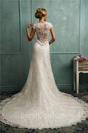 Fitted A Line Cap Sleeve Illusion Back Vintage Lace Wedding Dress 1 Jpg 700 1 050 Pixels Lace Wedding Dress Vintage Lace Bridal Gown Wedding Dresses