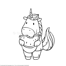 Bunny eating carrot coloring page. Cute Unicorn Eating Watermelon Coloring Pages Getcoloringpages Org Free To Download Coloring Unicorn Coloring Pages Coloring Pages Animal Coloring Pages