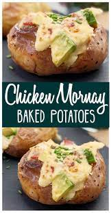 Chicken Mornay Baked Potatoes Chef Not Required Recipe Baked Potato Leftovers Recipes Recipes