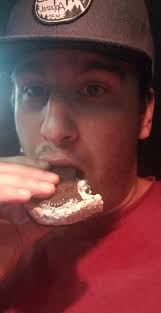 Having a choc waffle cookies and creme for the blokes