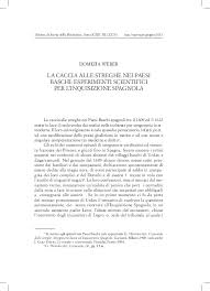Pdf La Caccia Alle Streghe Nei Paesi Baschi Esperimenti Scientifici Per L Inquisizione Spagnola Domizia Weber Academia Edu