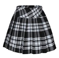 Black And White Plaid Pleated Mini Skirt Genetic Women S Double Layer Elasticated Pleated Skirt M Black Shop For Trendy Online Trendy Shop Plaid Skirt Outfit Pleated Skirt Stylish Skirts