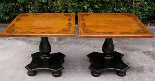 Pair 2 Vintage Black Painted Ethan Allen Stenciled Hitchcock Pedestal End Tables Ebay Ethan Allen Furniture Furniture Restoration Redo Furniture