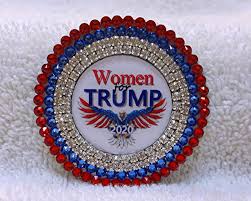 Patriotic Women For Trump Pin Swarovski Rhinestone Red White Blue 2020 Republican Election Bling Jewelry Swarovski Rhinestones Trump Gifts Rhinestone Trim