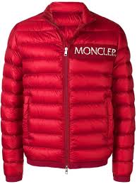 Moncler Logo Padded Jacket Red Mens Jackets Mens Outdoor Jackets Moncler Jacket