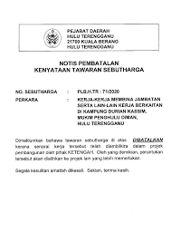 Balai polis telemong polis diraja malaysia 21210 kuala telemong hulu terengganu, terengganu. Notis Pejabat Daerah Dan Tanah Hulu Terengganu Facebook