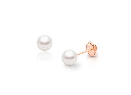 Tiffany hardwear:south sea golden pearl link earrings in 18k gold. 5mm Pearl Stud Earrings Screw Back 14k Rose Gold
