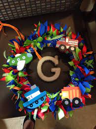 Baby Boy Door Hanger Wreath Baby Boy Wreath Baby Wreath Baby Shower Wreath