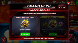 8 ball pool reward code list 8 ball pool free coins links 8 ball pool is the most famous game all over the world which is played all over the. Grand Heist Quest Free Heist Cue Avatar Riddles 1