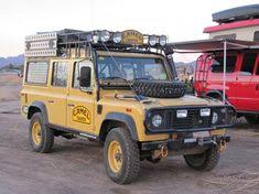 The suv made by the british company land rover. Defender Camel Trophy