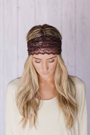 Brown Lace Headband Stretchy Wide Lacy Head Band By Threebirdnest With Images Purple Hair Wide Lace Headband Hair