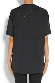 Distressed Printed Cotton Jersey T Shirt