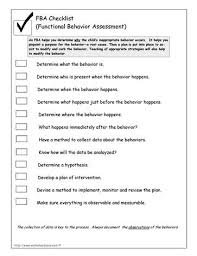 Fba Checklist Functional Behavior Analysis Assessments