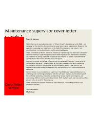 Basic Maintenance Supervisor Cover Letter Samples And Templates
