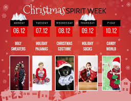 Christmas (or the feast of the nativity) is an annual festival commemorating the birth of jesus christ, observed primarily on december 25 as a religious and cultural celebration by billions of people around. Christmas Spirit Week Flyer Template Postermywall