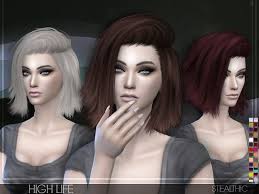 Sims 4 Hairs Stealthic High Life Hairstyle Sims Hair Alpha Hair Womens Hairstyles